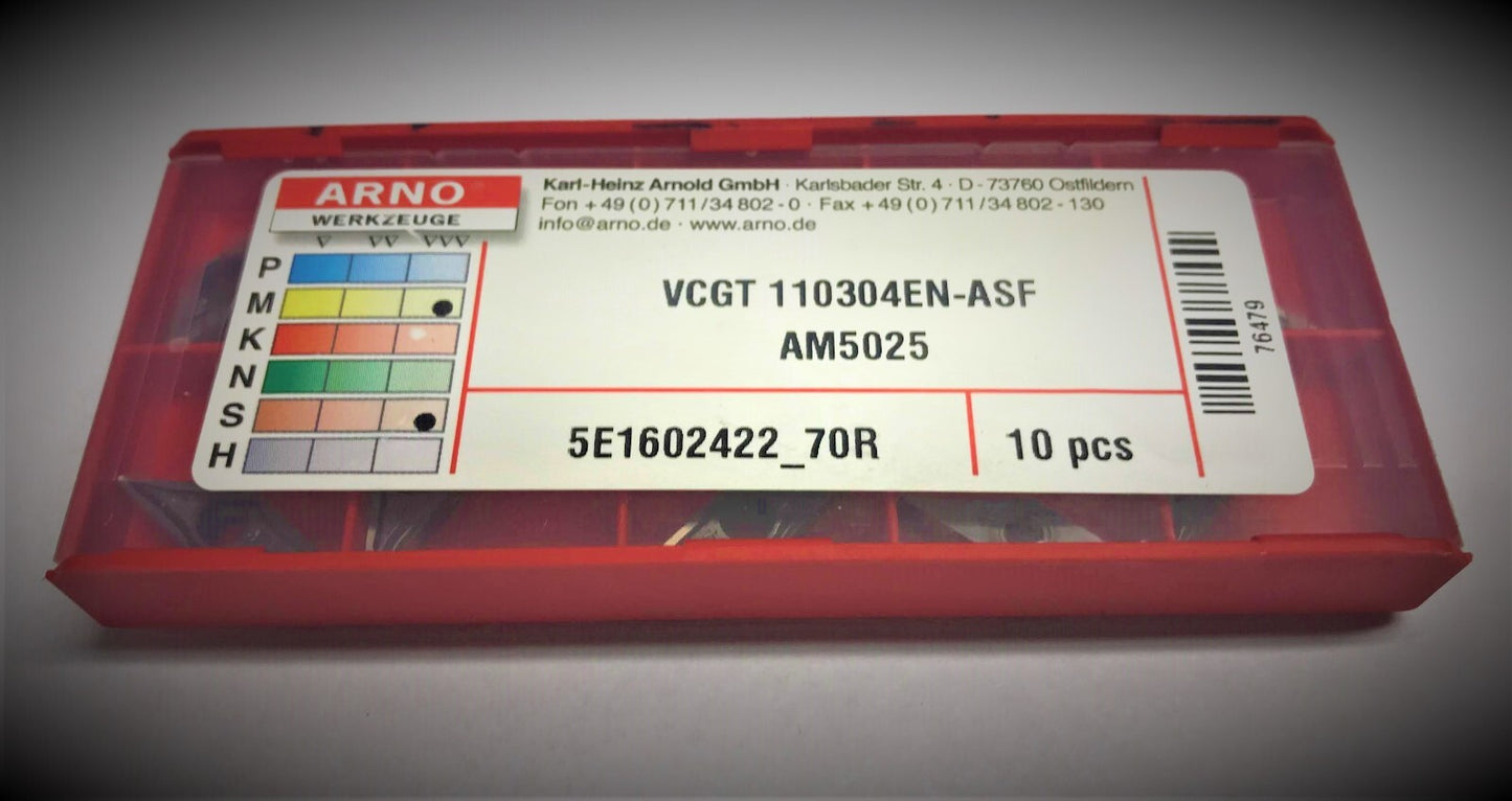 10 pcs Arno VCGT 221EN-ASF AM5025 Carbide Inserts VCGT 110304EN-ASF AM5025