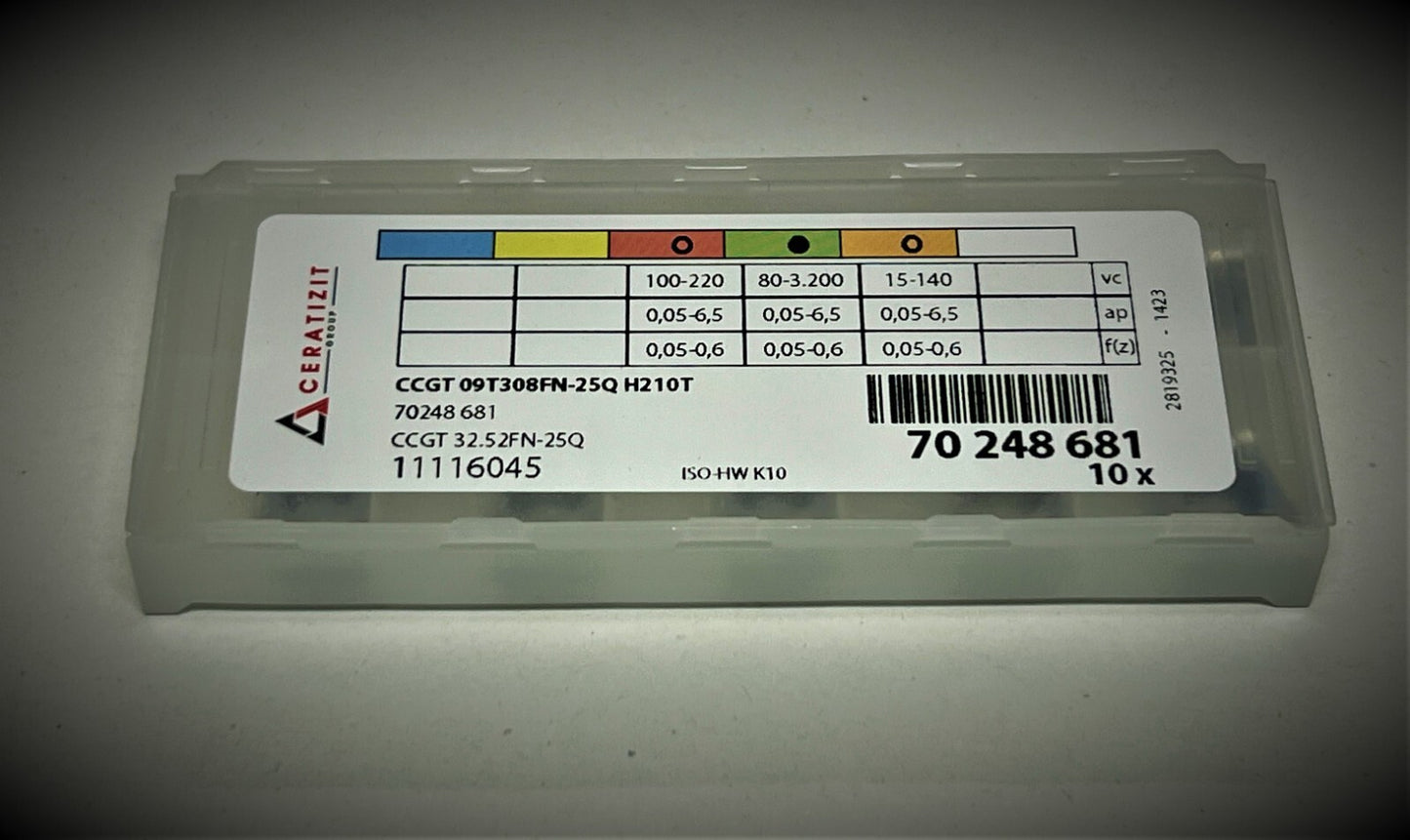 10st Ceratizit Wendeplatten CCGT 09T308FN-25Q H210T Wendeschneidplatten
