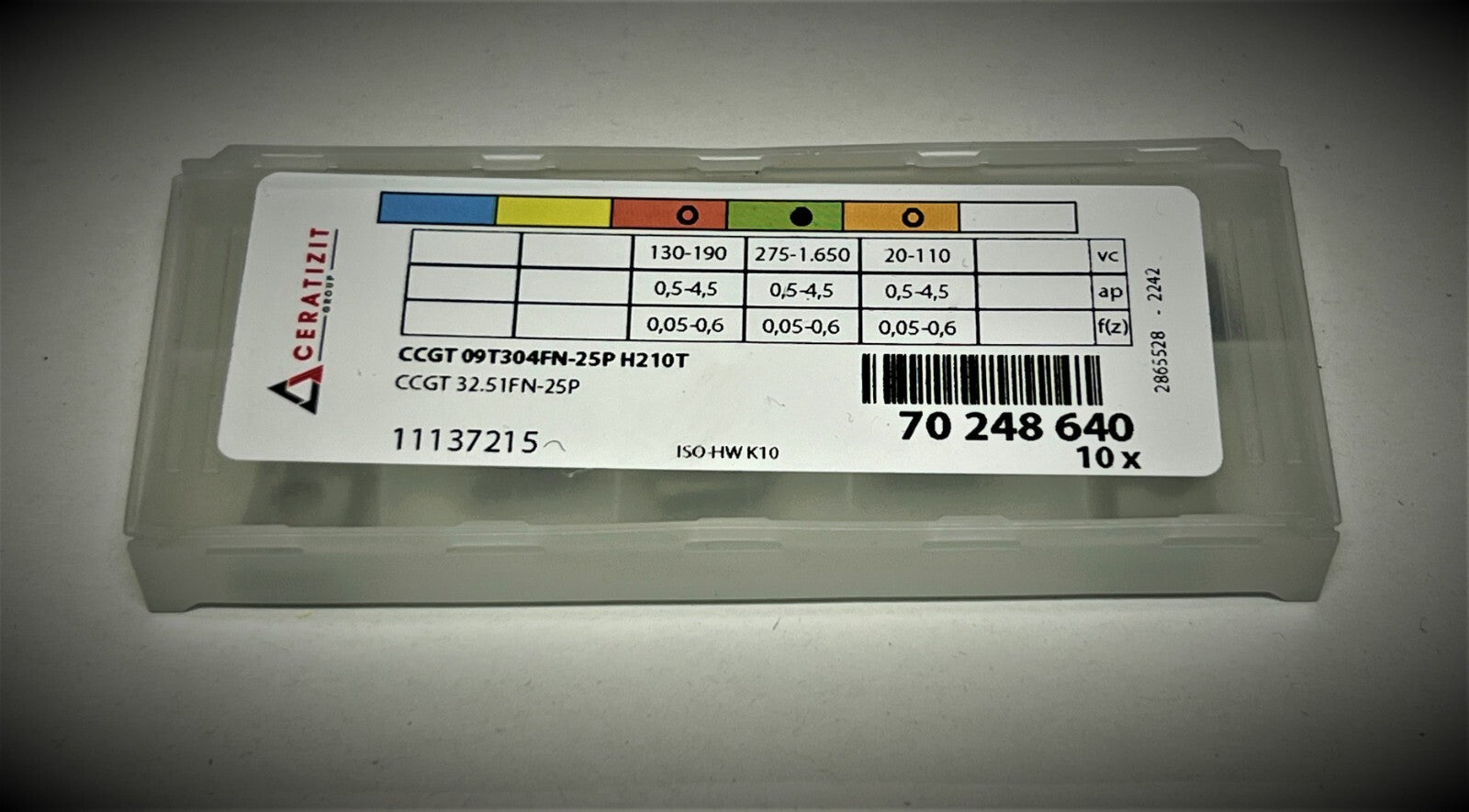 10st Ceratizit Wendeplatten CCGT 09T304FN-25P H210T  Wendeschneidplatten