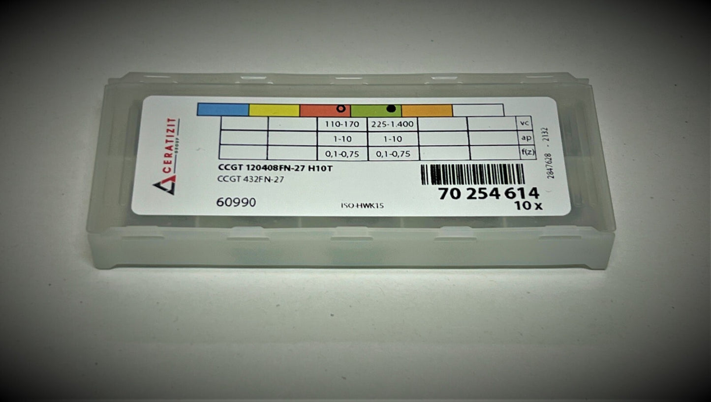10st Ceratizit Wendeplatten CCGT 120408FN-27 H10T  Wendeschneidplatten