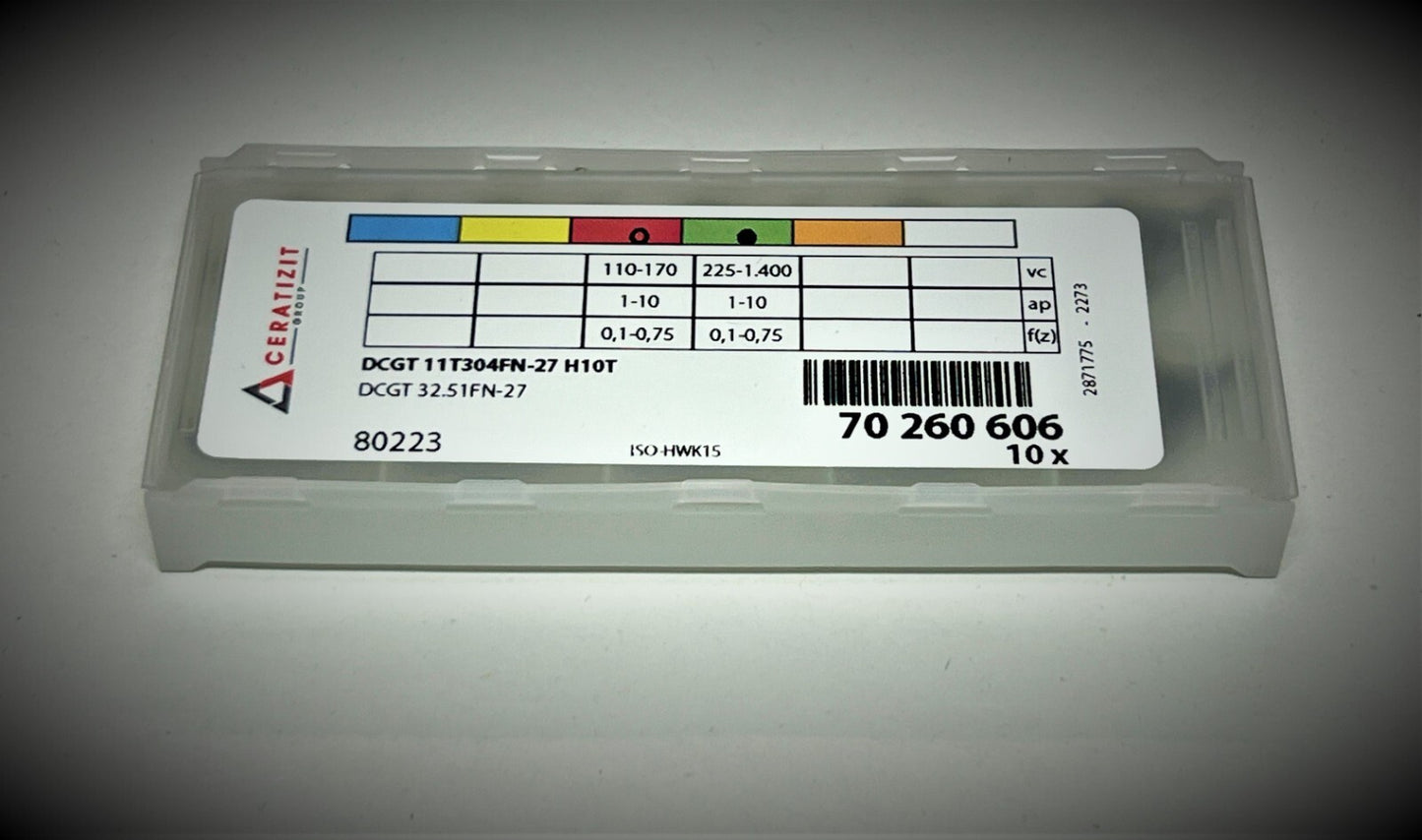 10st Ceratizit Wendeplatten DCGT 11T304FN-27 H10T  Wendeschneidplatten