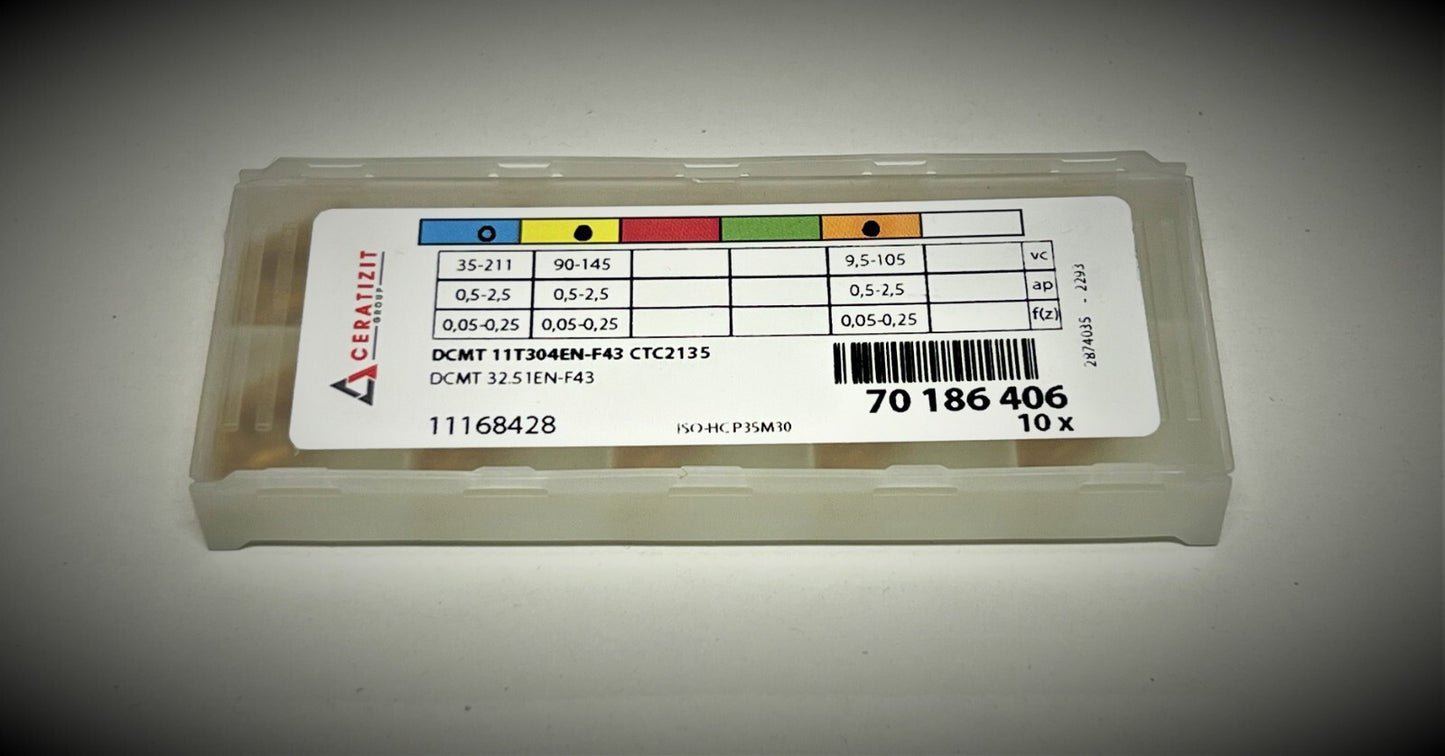 10st Ceratizit Wendeplatten  DCMT 11T304EN-F43 CTC2135  Wendeschneidplatten