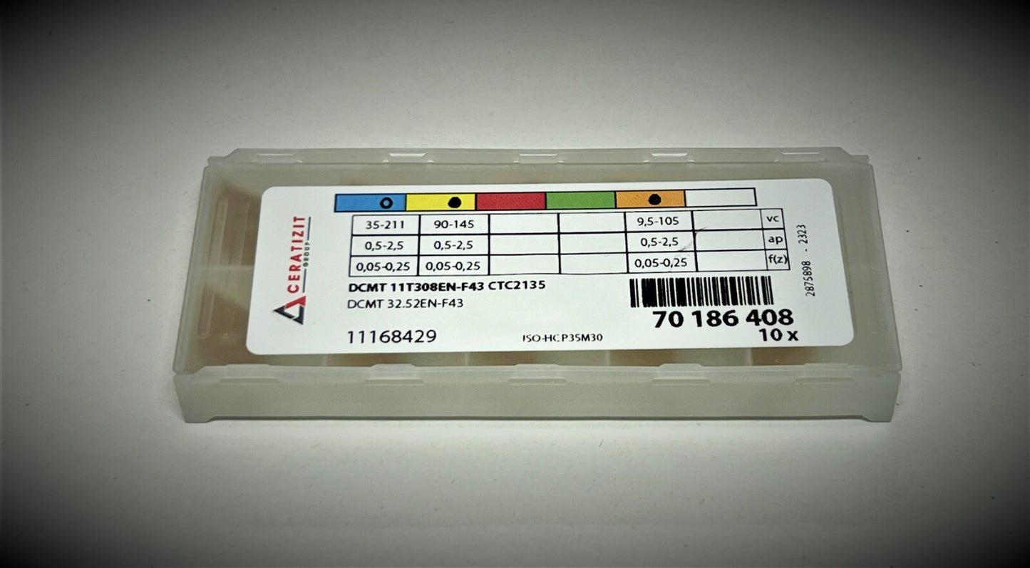 10st Ceratizit Wendeplatten  DCMT 11T308EN-F43 CTC2135 Wendeschneidplatten