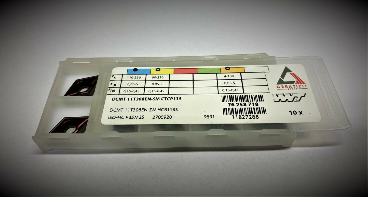 10st. Ceratizit / WNT Wendeplatten DCMT 11T308EN-SM CTCP135 Wendeschneidplatten 