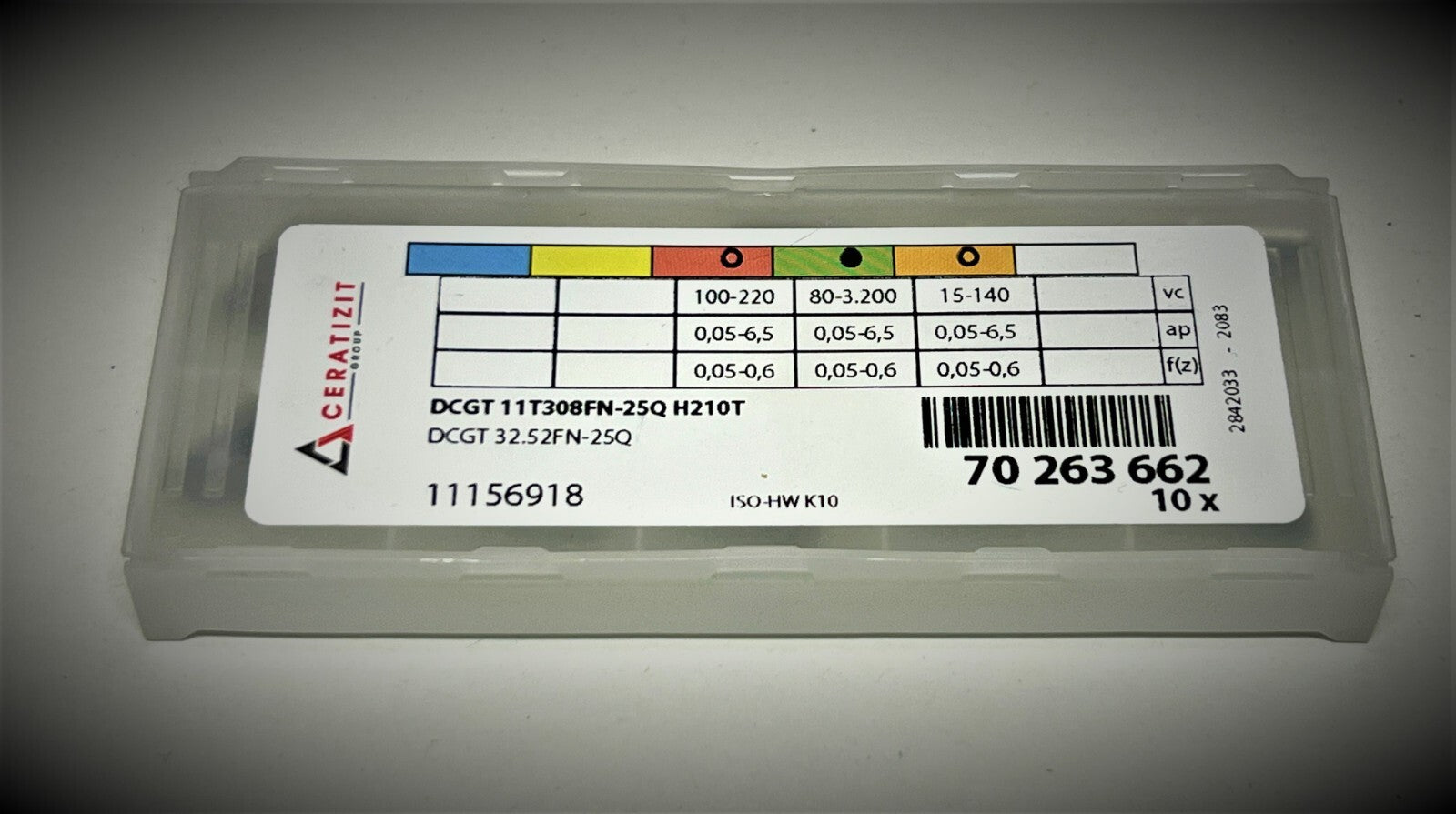 10st Ceratizit Wendeplatten DCGT 11T308FN-25Q H210T  Wendeschneidplatten