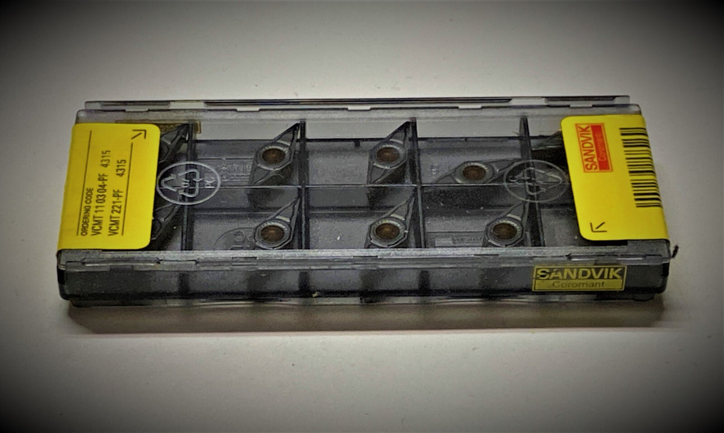 10Pcs Sandvik  VCMT 11 03 04-PF 4315  Carbide Inserts  VCMT 221-PF 4315